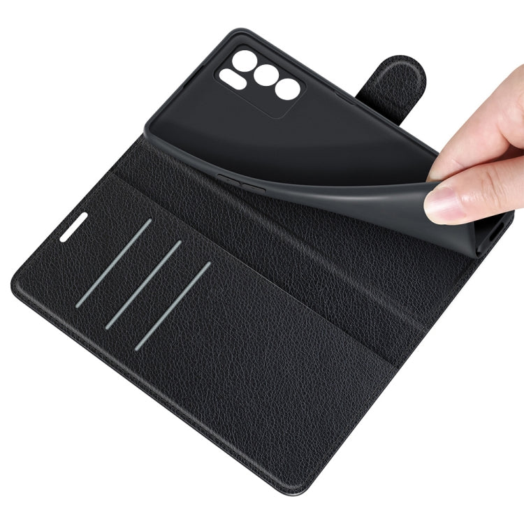 Per OPPO Reno6 5G Litchi Texture Custodia protettiva a vibrazione orizzontale con supporto e slot per schede e portafoglio, For OPPO Reno6 5G