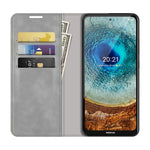 Per Nokia X10/X20 Custodia in pelle con ventosa magnetica per affari retro-pelle con supporto, slot per schede e portafoglio, For Nokia X10/X20