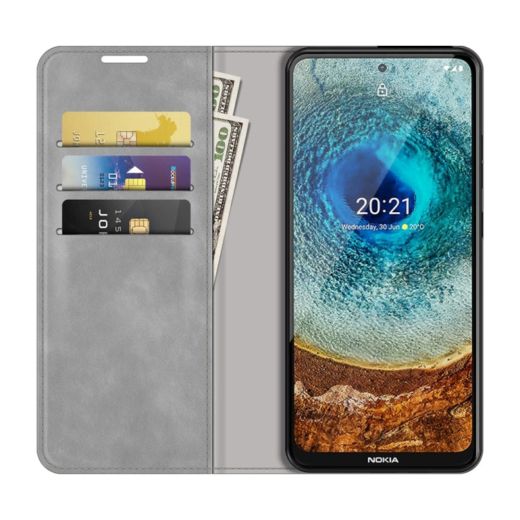 Per Nokia X10/X20 Custodia in pelle con ventosa magnetica per affari retro-pelle con supporto, slot per schede e portafoglio, For Nokia X10/X20