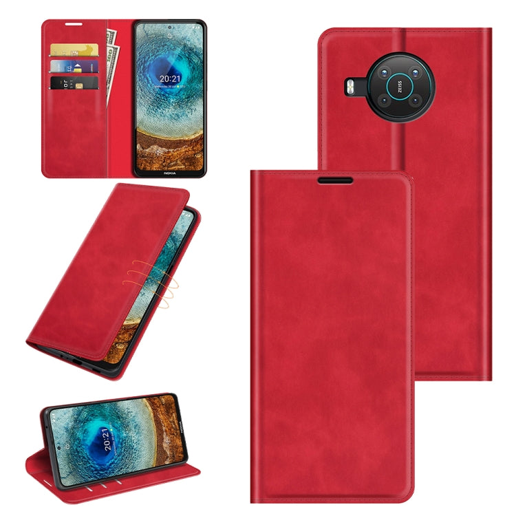 Per Nokia X10/X20 Custodia in pelle con ventosa magnetica per affari retro-pelle con supporto, slot per schede e portafoglio, For Nokia X10/X20