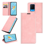 Per OPPO A54 4G Custodia in pelle con ventosa magnetica per affari retro-pelle con supporto e slot per schede e portafoglio, For OPPO A54 4G