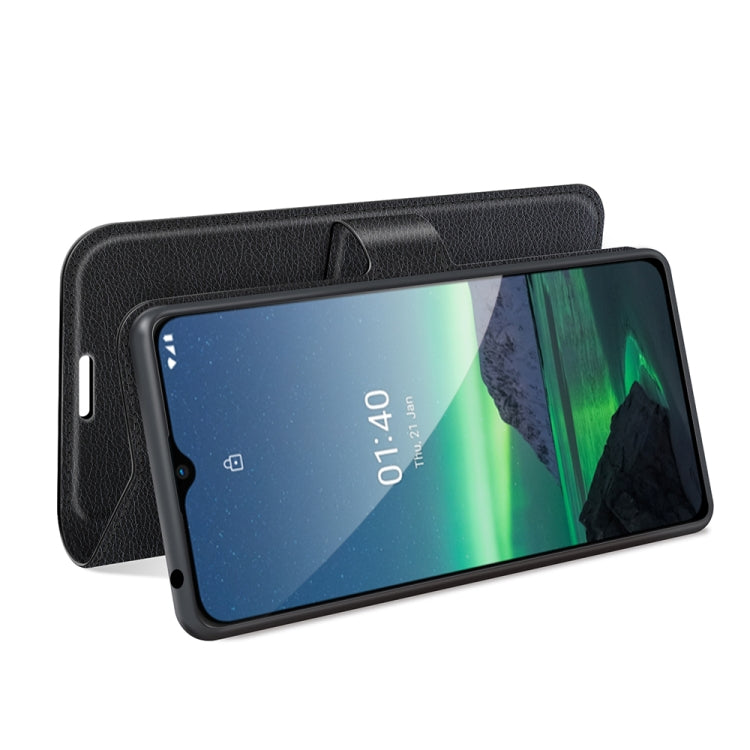 Per Nokia 1.4 Litchi Texture Custodia protettiva a vibrazione orizzontale con supporto, slot per schede e portafoglio