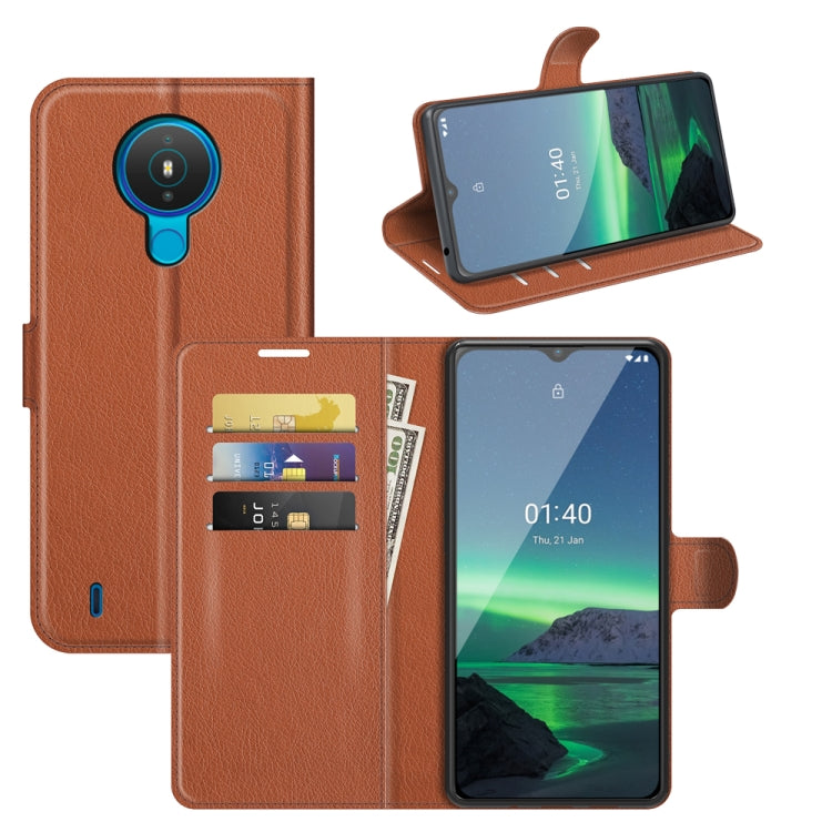 Per Nokia 1.4 Litchi Texture Custodia protettiva a vibrazione orizzontale con supporto, slot per schede e portafoglio