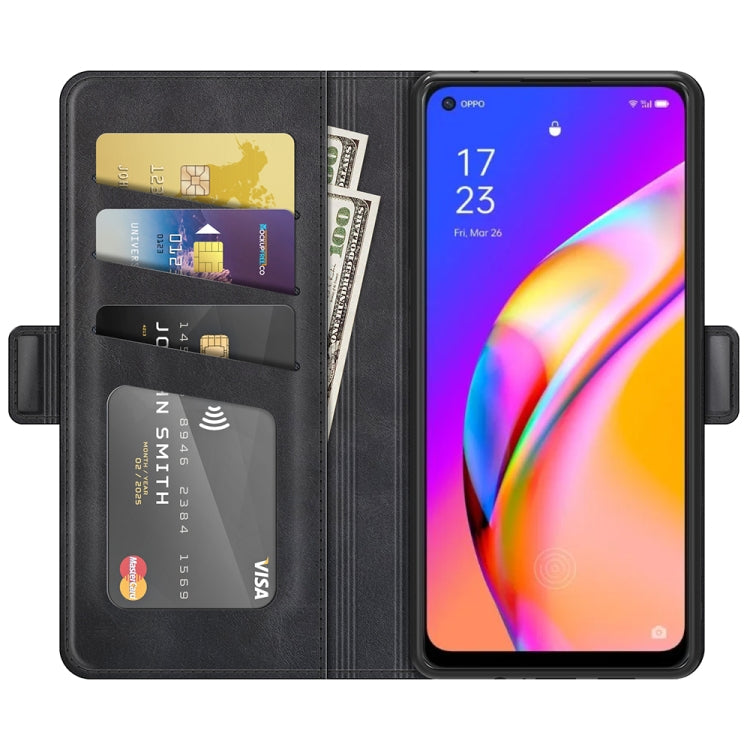 Per OPPO A94 5G / F19 Pro + 5G / Reno5 Z Custodia in pelle a vibrazione orizzontale con fibbia magnetica a doppio lato con supporto e slot per schede e portafoglio