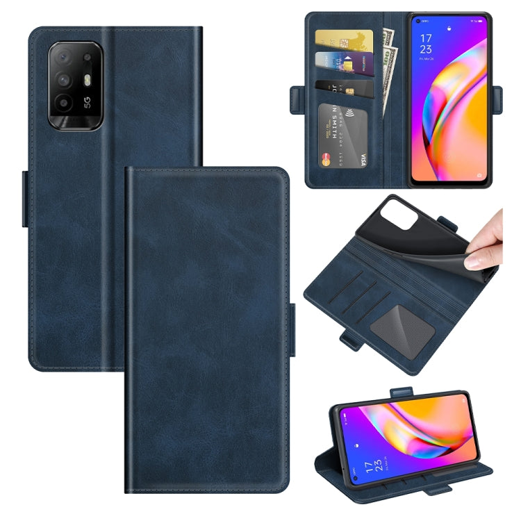Per OPPO A94 5G / F19 Pro + 5G / Reno5 Z Custodia in pelle a vibrazione orizzontale con fibbia magnetica a doppio lato con supporto e slot per schede e portafoglio