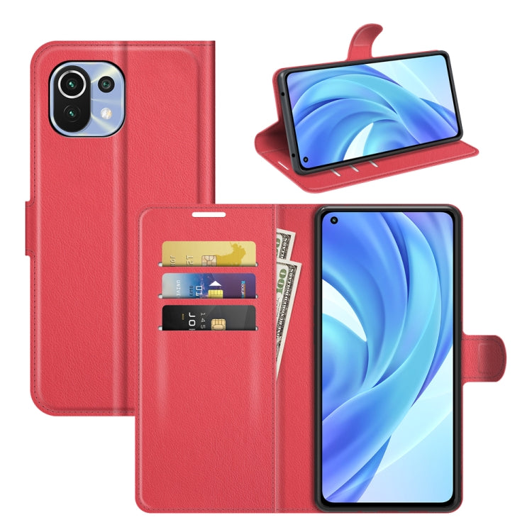 Per Xiaomi Mi 11 Lite Litchi Texture Custodia protettiva a vibrazione orizzontale con supporto e slot per schede e portafoglio, For Xiaomi Mi 11 Lite