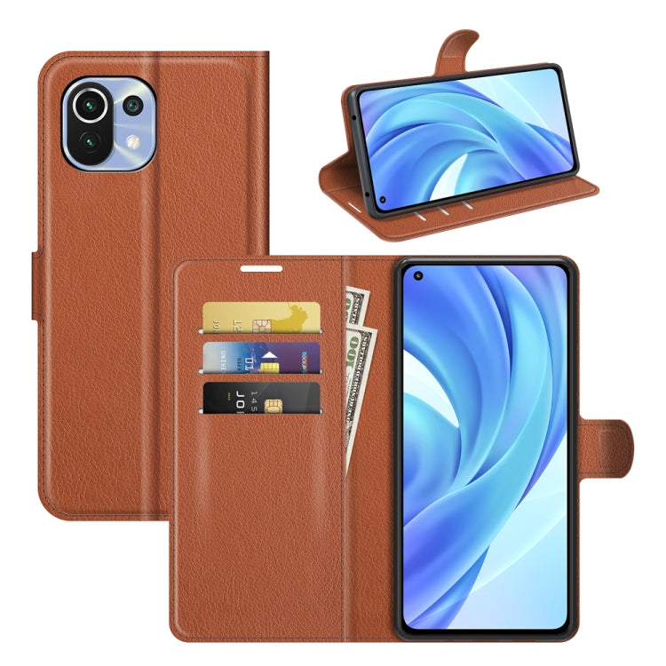 Per Xiaomi Mi 11 Lite Litchi Texture Custodia protettiva a vibrazione orizzontale con supporto e slot per schede e portafoglio, For Xiaomi Mi 11 Lite