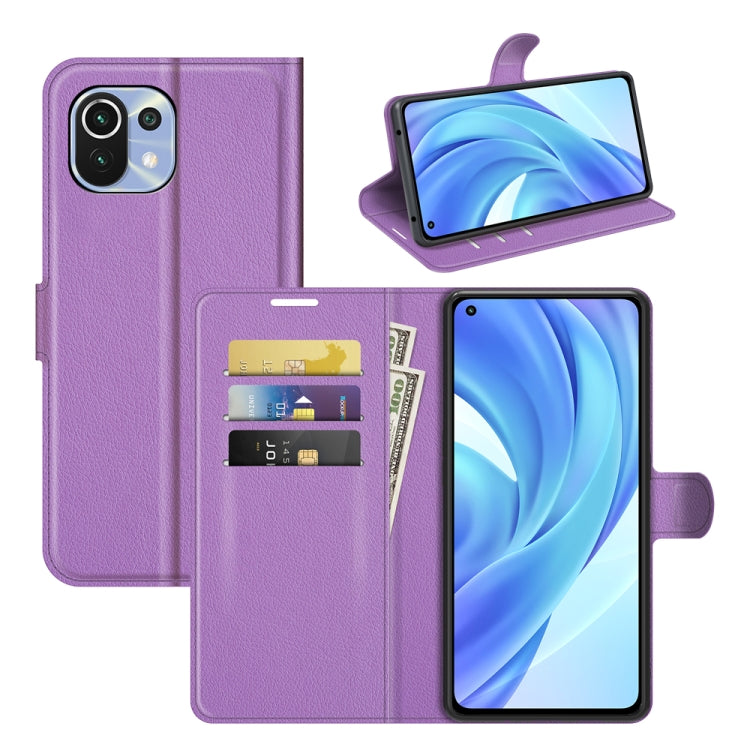 Per Xiaomi Mi 11 Lite Litchi Texture Custodia protettiva a vibrazione orizzontale con supporto e slot per schede e portafoglio, For Xiaomi Mi 11 Lite