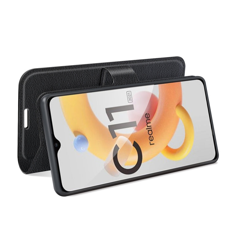 Per OPPO Realme C11 2021 Litchi Texture Custodia protettiva a vibrazione orizzontale con supporto e slot per schede e portafoglio, For OPPO Realme C11 2021