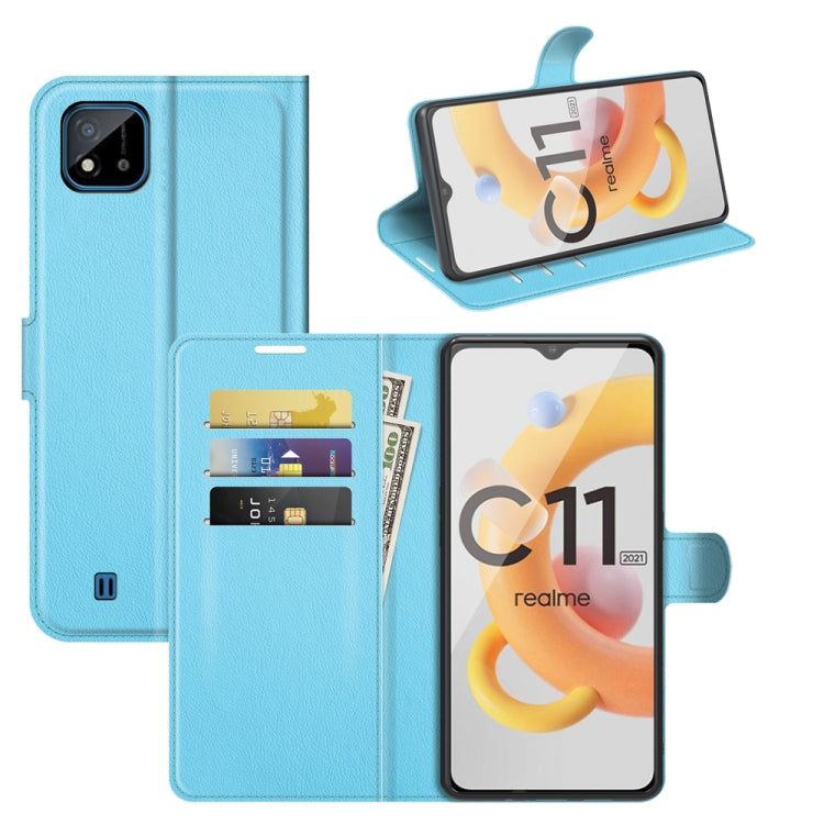 Per OPPO Realme C11 2021 Litchi Texture Custodia protettiva a vibrazione orizzontale con supporto e slot per schede e portafoglio, For OPPO Realme C11 2021
