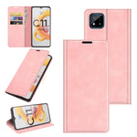 Per OPPO Realme C11 2021 Custodia in pelle con ventosa magnetica per affari retro-pelle con supporto e slot per carte e portafoglio