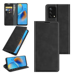Per OPPO F19 / A74 4G Custodia in pelle con ventosa magnetica per affari retro-pelle con supporto e slot per schede e portafoglio