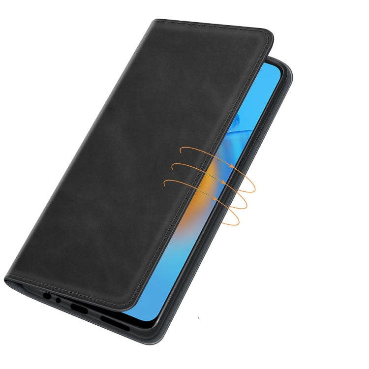 Per OPPO F19 / A74 4G Custodia in pelle con ventosa magnetica per affari retro-pelle con supporto e slot per schede e portafoglio