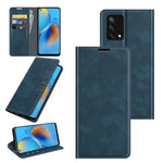 Per OPPO F19 / A74 4G Custodia in pelle con ventosa magnetica per affari retro-pelle con supporto e slot per schede e portafoglio