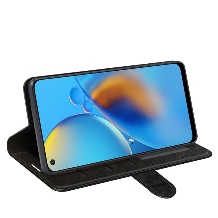 Per OPPO F19 / A74 4G R64 Texture Custodia protettiva a vibrazione orizzontale singola con supporto e slot per schede e portafogli e cornice per foto