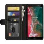 Per Nokia C1 Plus R64 Texture Custodia protettiva a vibrazione orizzontale singola con supporto e slot per schede e portafoglio e cornice per foto