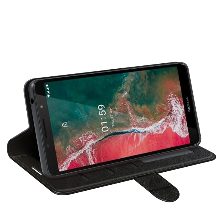 Per Nokia C1 Plus R64 Texture Custodia protettiva a vibrazione orizzontale singola con supporto e slot per schede e portafoglio e cornice per foto