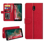 Per Nokia C1 Plus R64 Texture Custodia protettiva a vibrazione orizzontale singola con supporto e slot per schede e portafoglio e cornice per foto