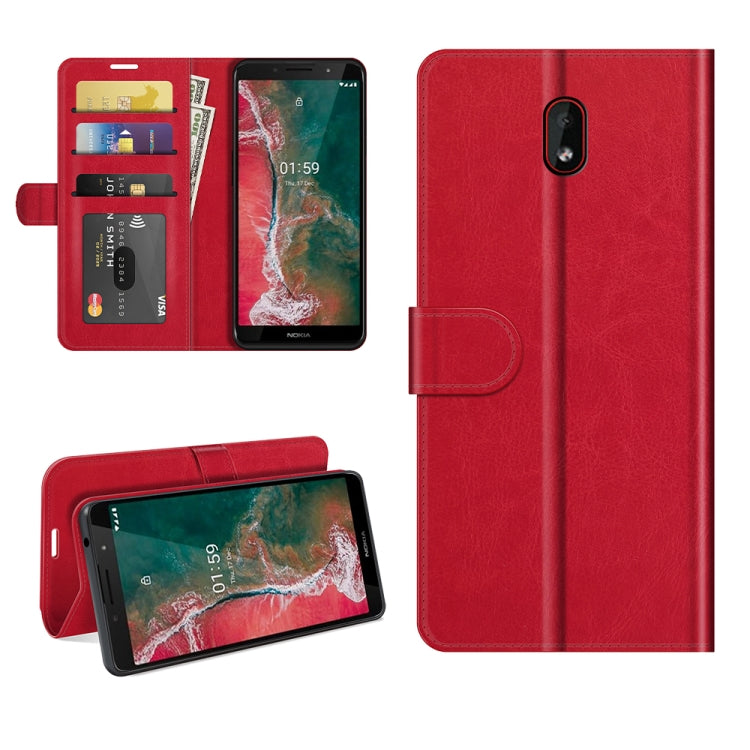 Per Nokia C1 Plus R64 Texture Custodia protettiva a vibrazione orizzontale singola con supporto e slot per schede e portafoglio e cornice per foto