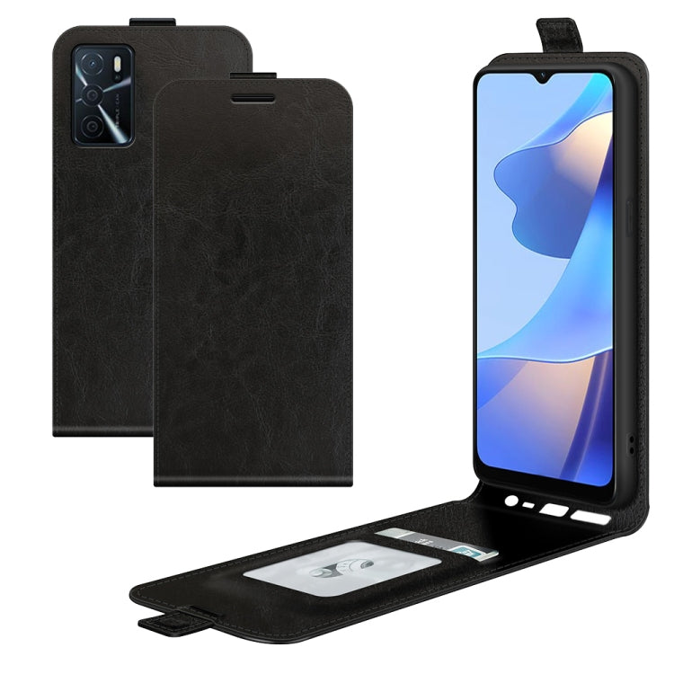 Per OPPO A16 R64 Texture Custodia protettiva in pelle a vibrazione verticale singola con slot per schede e cornice per foto, For OPPO A16