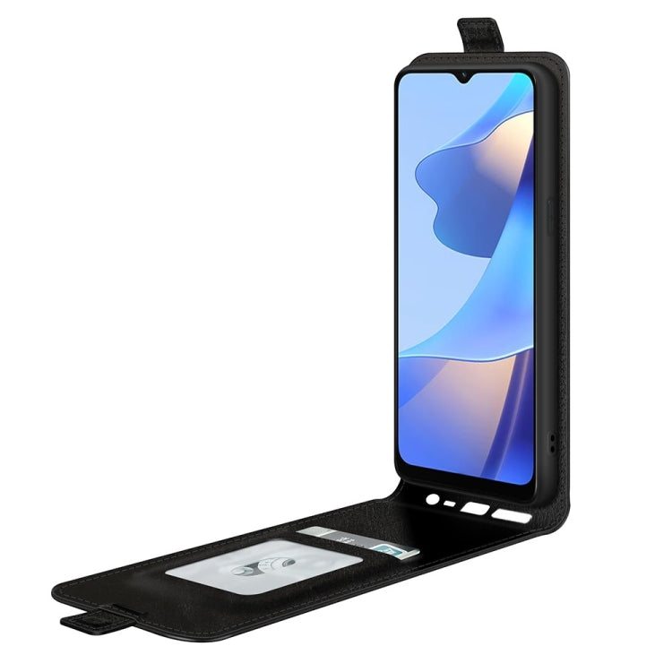 Per OPPO A16 R64 Texture Custodia protettiva in pelle a vibrazione verticale singola con slot per schede e cornice per foto, For OPPO A16