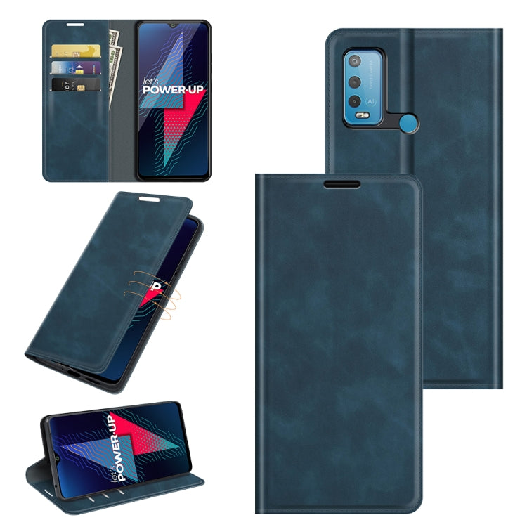 Per wiko Power U30 Custodia in pelle con ventosa magnetica per affari retro-pelle con supporto, slot per schede e portafoglio, For wiko Power U30