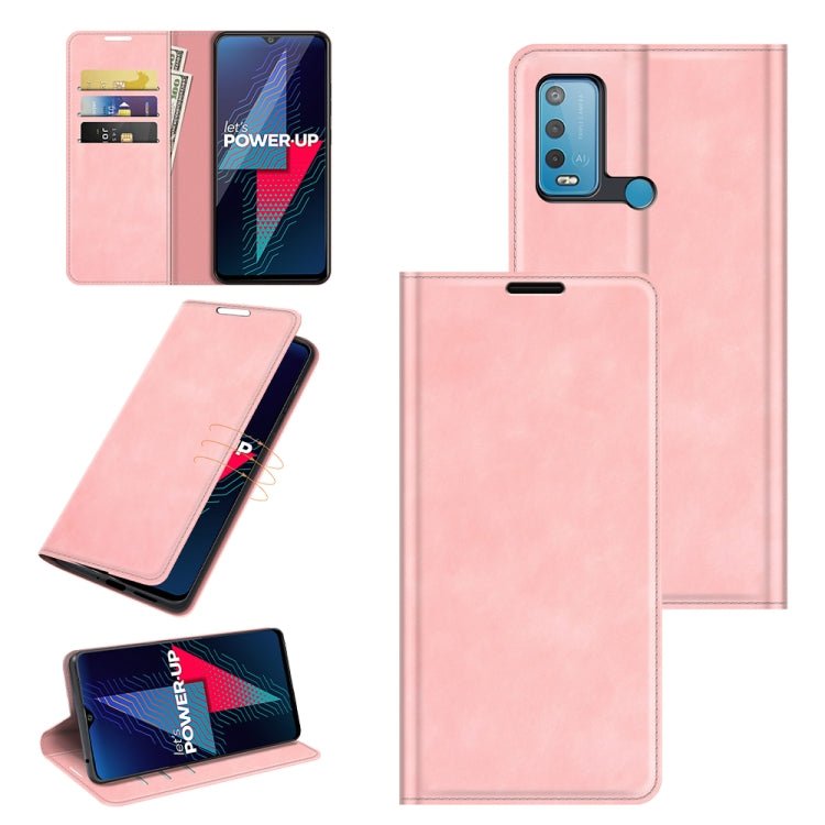 Per wiko Power U30 Custodia in pelle con ventosa magnetica per affari retro-pelle con supporto, slot per schede e portafoglio, For wiko Power U30