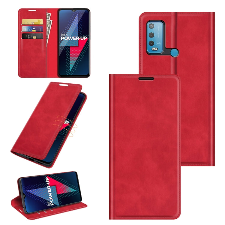 Per wiko Power U30 Custodia in pelle con ventosa magnetica per affari retro-pelle con supporto, slot per schede e portafoglio, For wiko Power U30