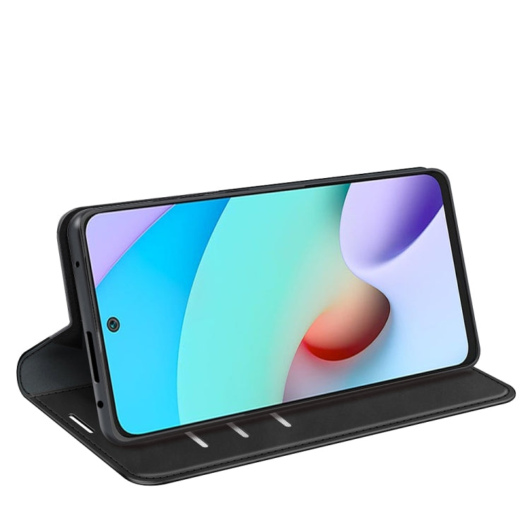 Per Xiaomi Redmi 10 Custodia in pelle con ventosa magnetica per affari retro-pelle con supporto e slot per schede e portafoglio, For Xiaomi Redmi 10