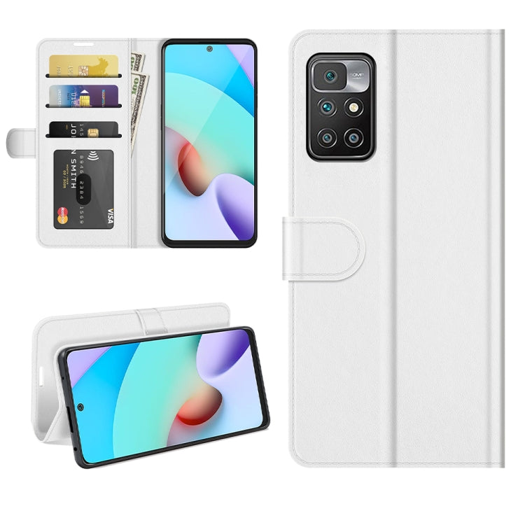 Per Xiaomi Redmi 10 R64 Texture Custodia protettiva a vibrazione orizzontale singola con supporto e slot per schede e portafoglio e cornice per foto, For Xiaomi Redmi 10