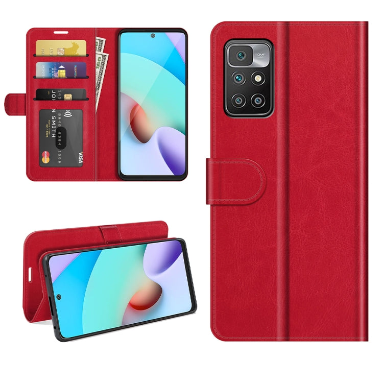 Per Xiaomi Redmi 10 R64 Texture Custodia protettiva a vibrazione orizzontale singola con supporto e slot per schede e portafoglio e cornice per foto, For Xiaomi Redmi 10