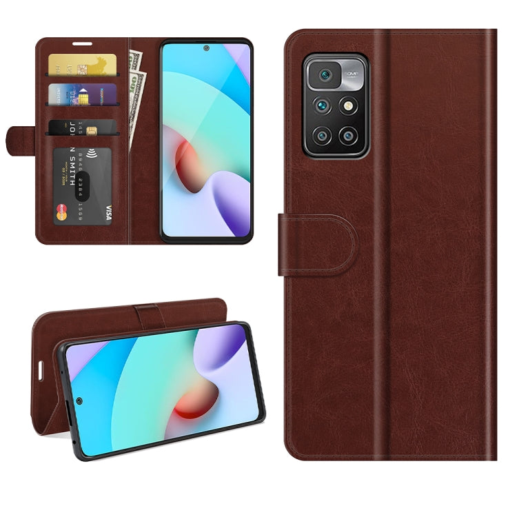 Per Xiaomi Redmi 10 R64 Texture Custodia protettiva a vibrazione orizzontale singola con supporto e slot per schede e portafoglio e cornice per foto, For Xiaomi Redmi 10