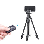 Supporto per treppiede in alluminio YUNTENG 6208 con telecomando Bluetooth e morsetto per testa e telefono a 3 vie, VCT-6208