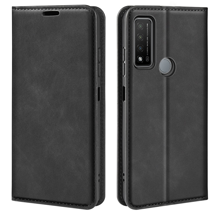 Per TCL 20 R 5G Custodia in pelle per telefono con ventosa magnetica retro-pelle con supporto e slot per schede e portafoglio, For TCL 20 R 5G