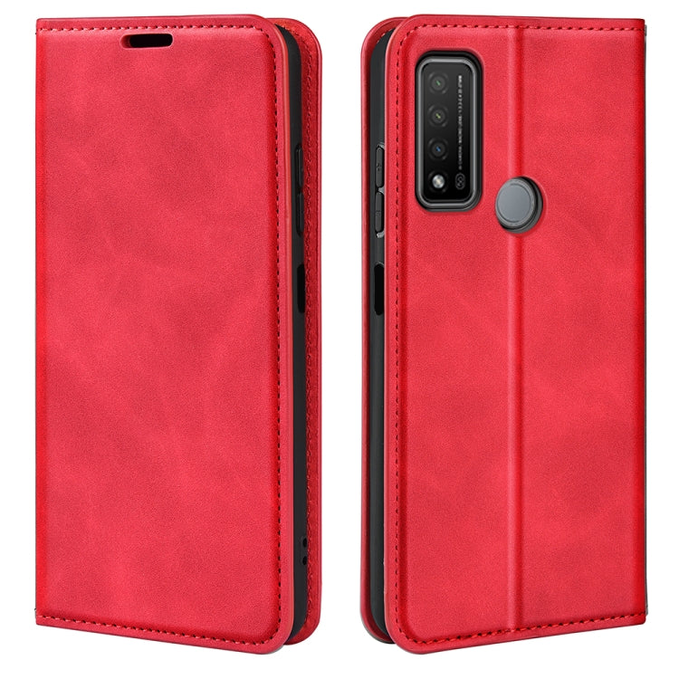 Per TCL 20 R 5G Custodia in pelle per telefono con ventosa magnetica retro-pelle con supporto e slot per schede e portafoglio, For TCL 20 R 5G