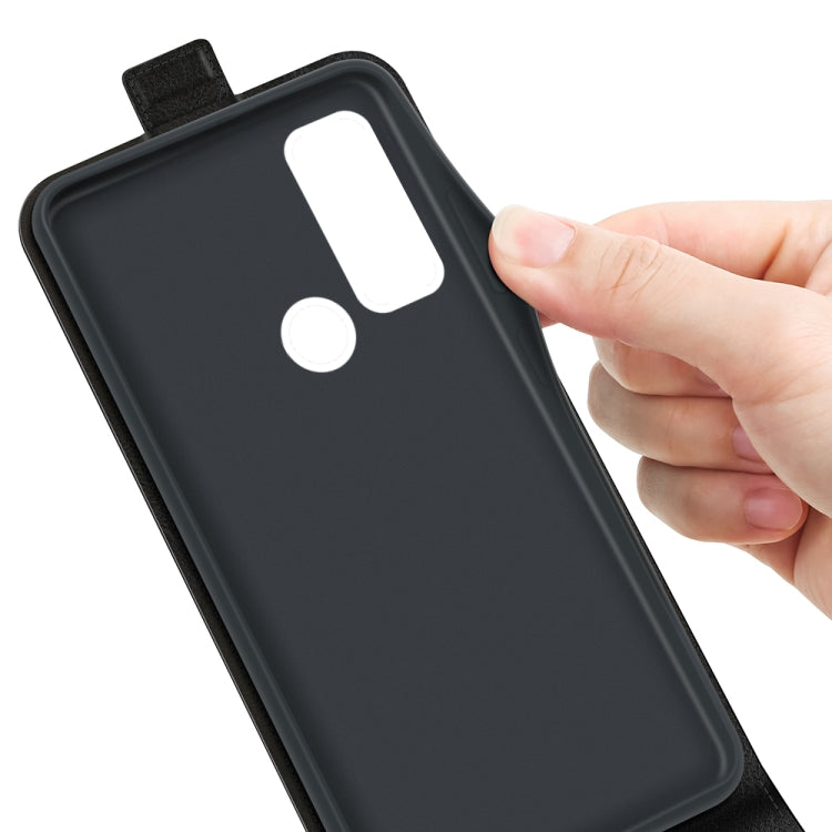 Per TCL 20 R 5G R64 Texture Custodia protettiva per telefono in pelle con vibrazione verticale singola con slot per schede e cornice per foto, For TCL 20 R 5G