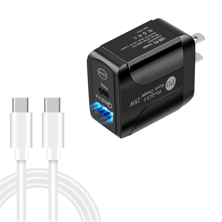 Caricabatterie rapido PD25W USB-C doppia porta con cavo