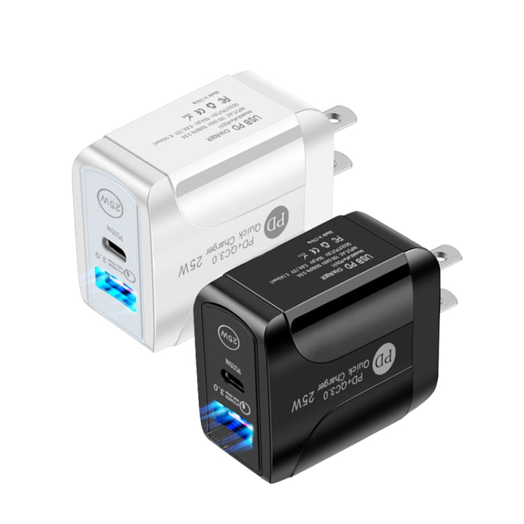 Caricabatterie rapido PD25W USB-C doppia porta con cavo