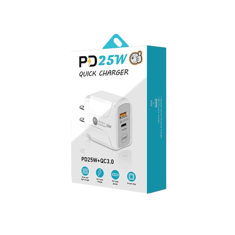 Caricabatterie rapido PD25W USB-C doppia porta con cavo