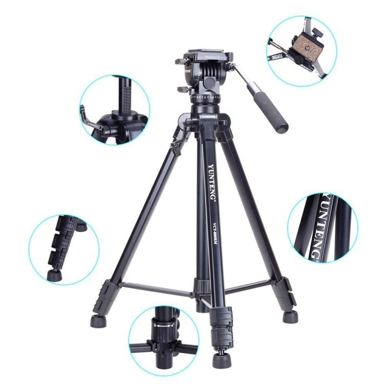Supporto per treppiede in lega di alluminio YUNTENG VCT-880 con testa tridimensionale, VCT-880
