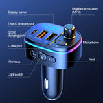 Trasmettitore FM Bluetooth auto con doppio USB Type-C QC3.0