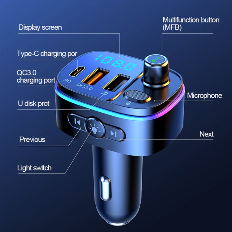 Trasmettitore FM Bluetooth auto con doppio USB Type-C QC3.0