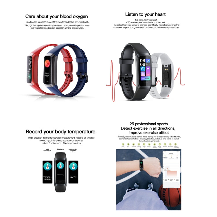 C60 Smart Fitness Band impermeabile IP67 1,1 pollici