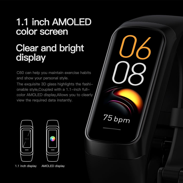C60 Smart Fitness Band impermeabile IP67 1,1 pollici