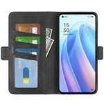 Per OPPO Reno7 5G Custodia in pelle a vibrazione orizzontale con fibbia magnetica a doppio lato con supporto e slot per carte e portafoglio, For OPPO Reno7 5G