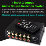 Commutatore audio RCA stereo 4 ingressi e 2 uscite con telecomando - immagine 2