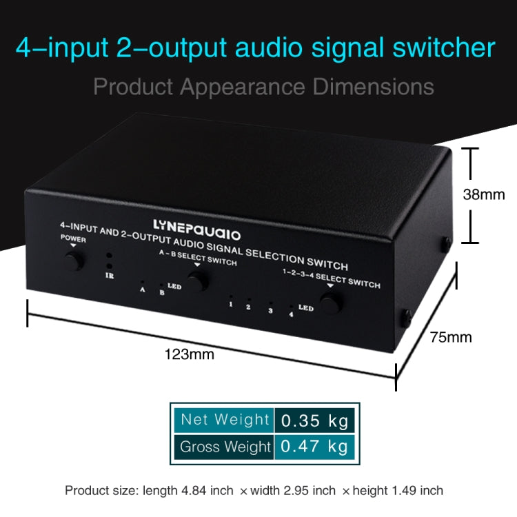 Commutatore audio RCA stereo 4 ingressi e 2 uscite con telecomando - immagine 3