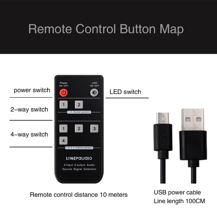 Commutatore audio RCA stereo 4 ingressi e 2 uscite con telecomando - immagine 7