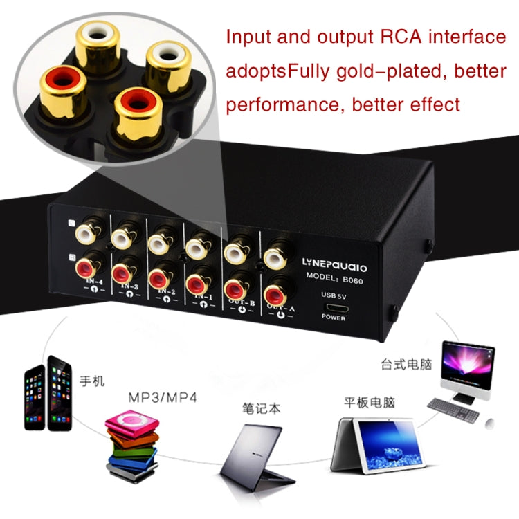 Commutatore audio RCA stereo 4 ingressi e 2 uscite con telecomando - immagine 8
