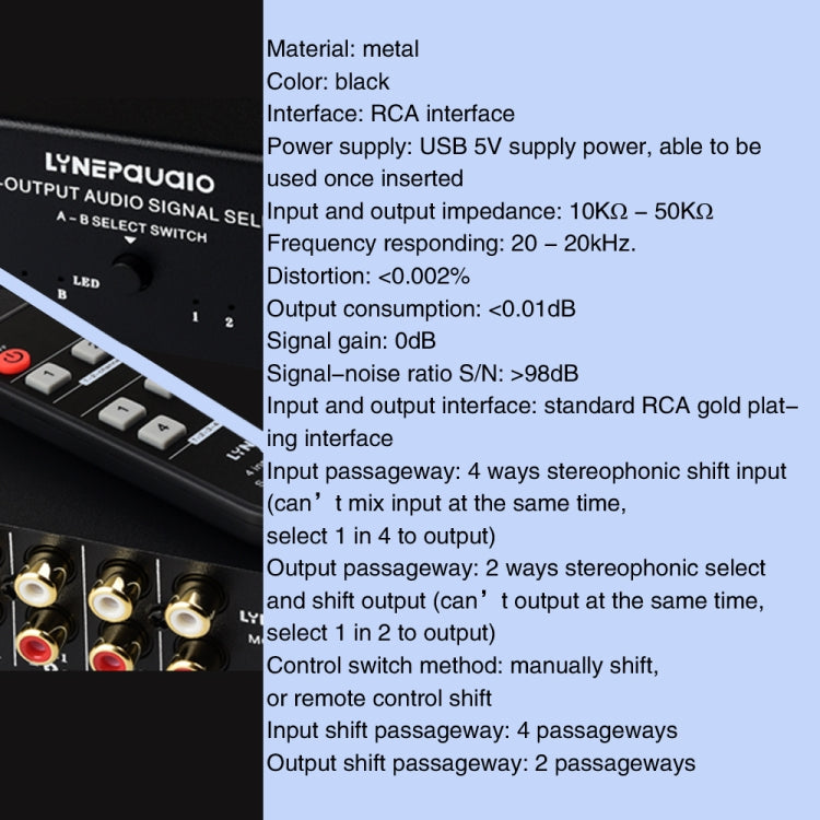 Commutatore audio RCA stereo 4 ingressi e 2 uscite con telecomando - immagine 9